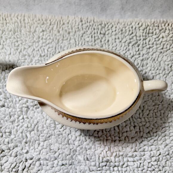 Cronin China Creamer or Gravy Boat & Lidded Sugar Bowl Minerva OH CO12 Gold Whit - Picture 12 of 16